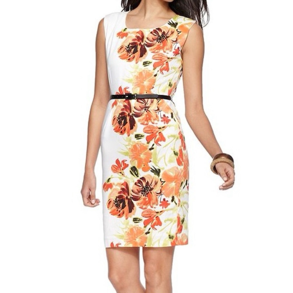 AGB Sleeveless Floral Printed Sheath Dress